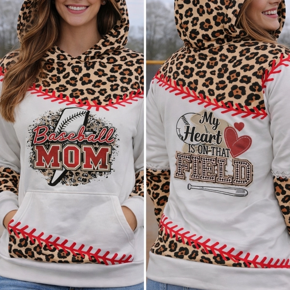 Leopard Print Baseball Mom Hoodie